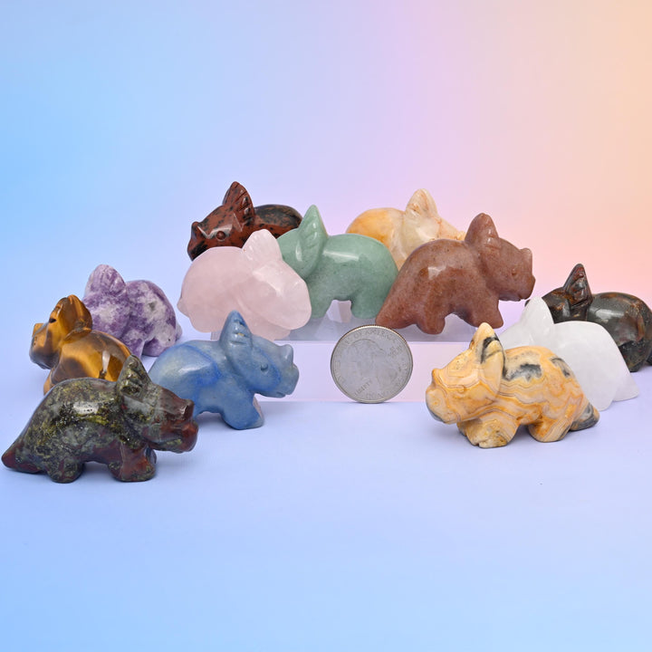 1.5" Triceratops Small Crystal Carving