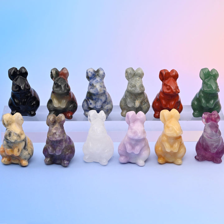 1.5 inch Rabbit Small Crystal Carving, Rabbit Gemstone Figurine, Home Decoration, Gift for Everyone