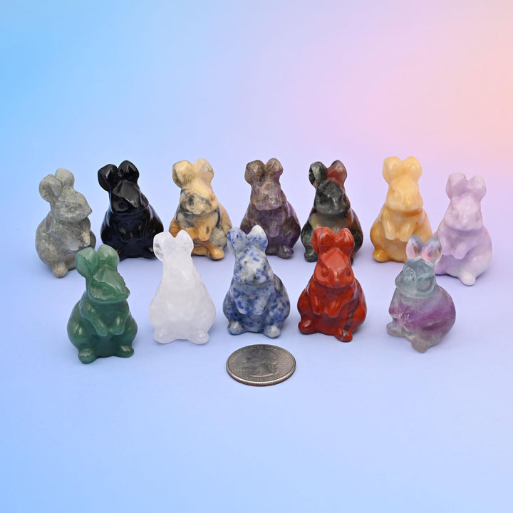 1.5 inch Rabbit Small Crystal Carving, Rabbit Gemstone Figurine, Home Decoration, Gift for Everyone