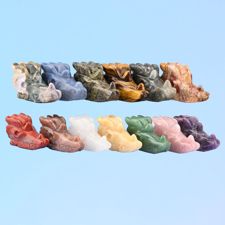 2" 2.5" Dragon Head Small Crystal Carving, Dragon Gemstone Figurine, Home Decoration, Gift for Everyone