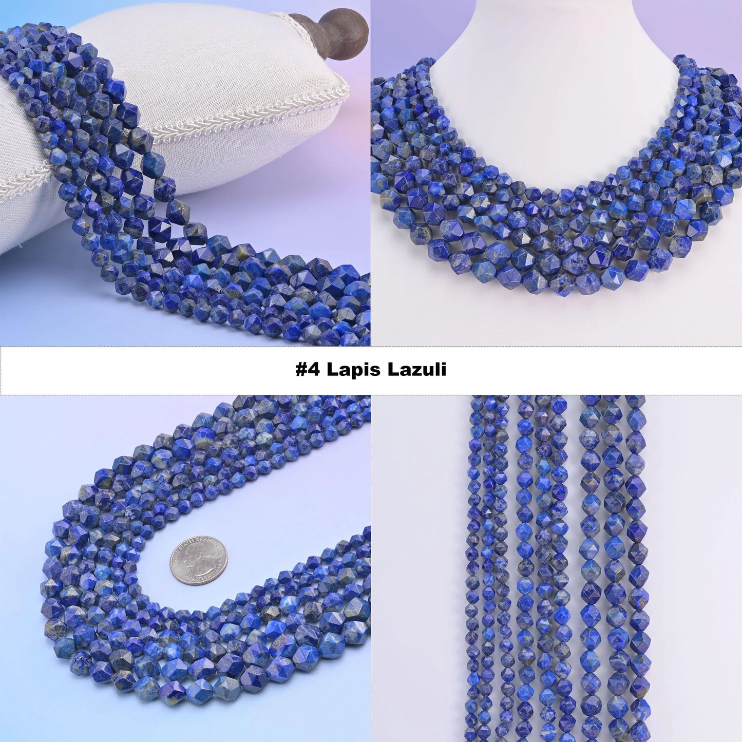 Natural Gemstone Diamond Star Cut Beads, Size 6mm, 8mm, 10mm - S1 - Mycrazycrystal