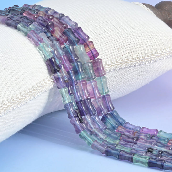 Rainbow Fluorite Bamboo Stem Tube Gemstone Bead Size 6x10mm 8x12mm