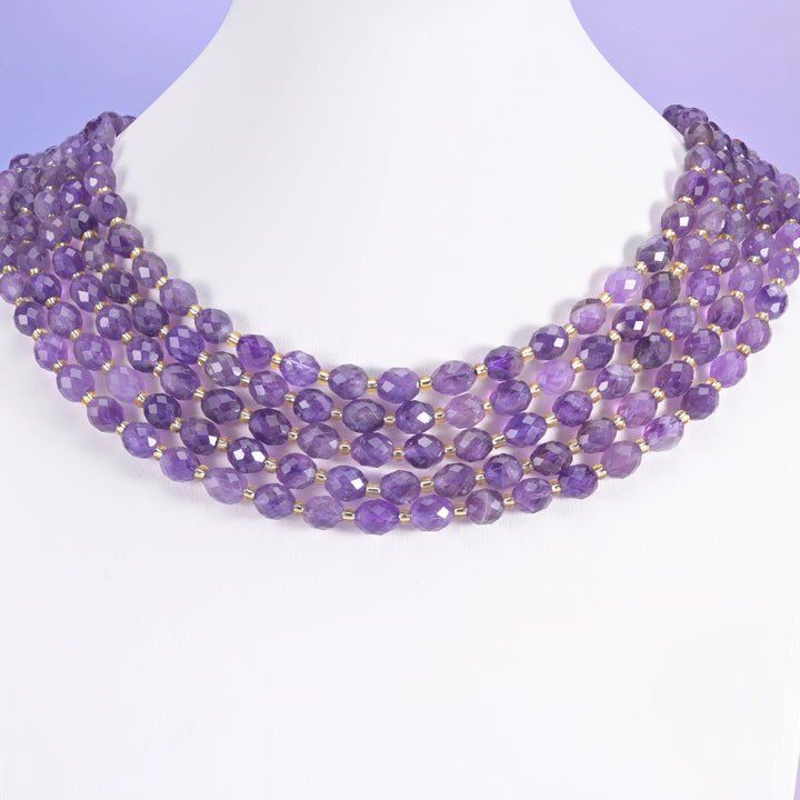 Amethyst Faceted Rice Barrel Beads Size 6x8mm Jewelry Making 15.5 Inch Strand