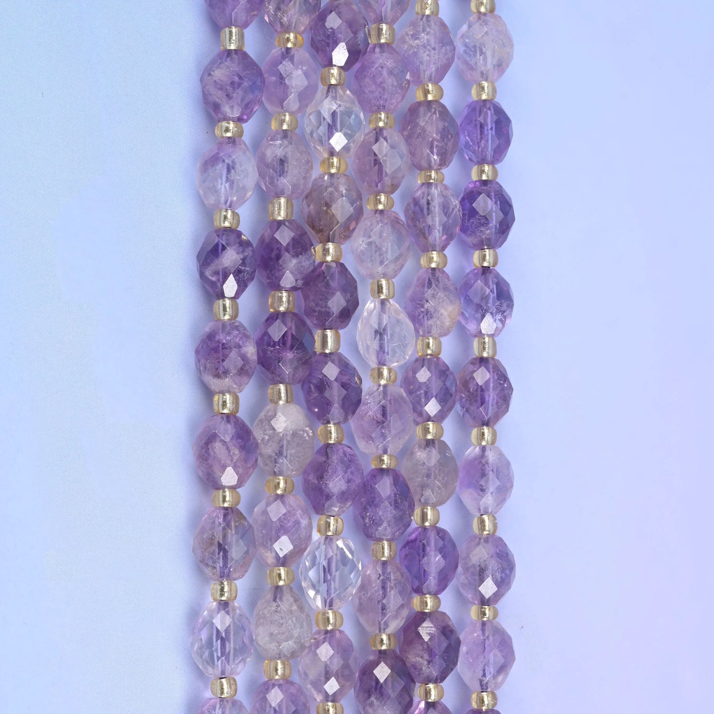 Amethyst Rutilated Quartz Faceted Rice Barrel Beads Size 6x8mm Jewelry Making 15.5 Inch Strand