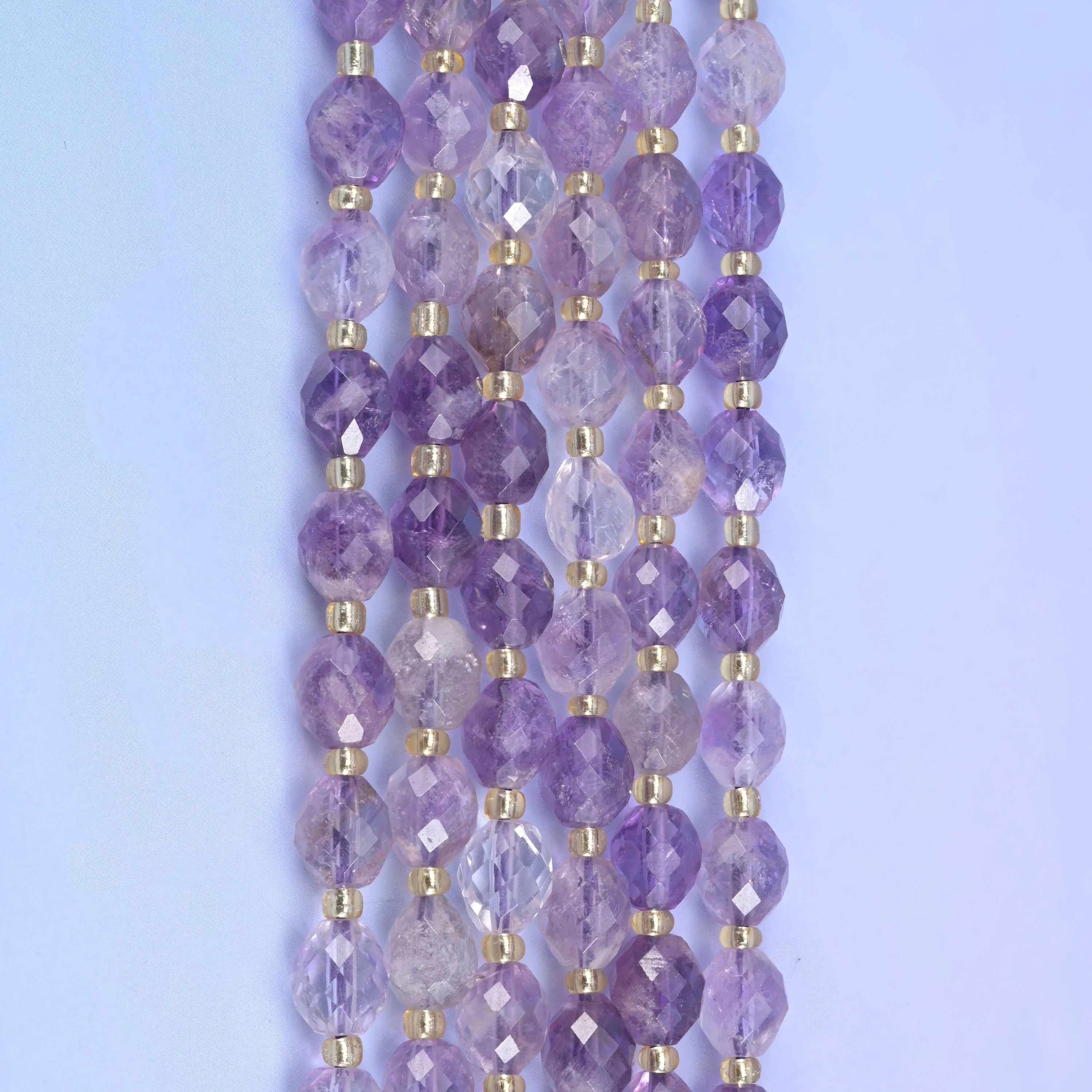 Amethyst Rutilated Quartz Faceted Rice Barrel Beads Size 6x8mm Jewelry Making 15.5 Inch Strand