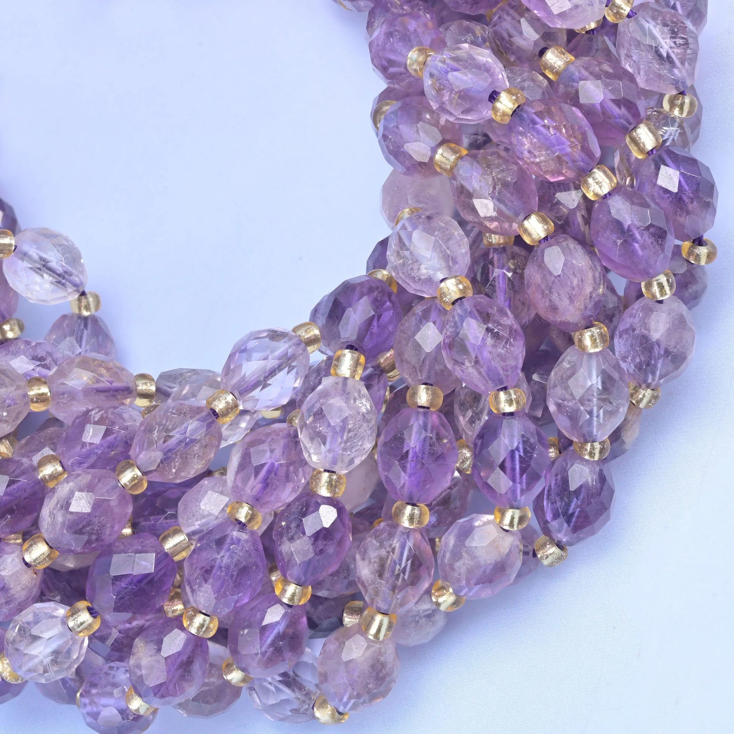 Amethyst Rutilated Quartz Faceted Rice Barrel Beads Size 6x8mm Jewelry Making 15.5 Inch Strand