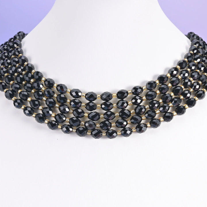 Black Agate Faceted Rice Barrel Beads Size 6x8mm Jewelry Making 15.5 Inch Strand