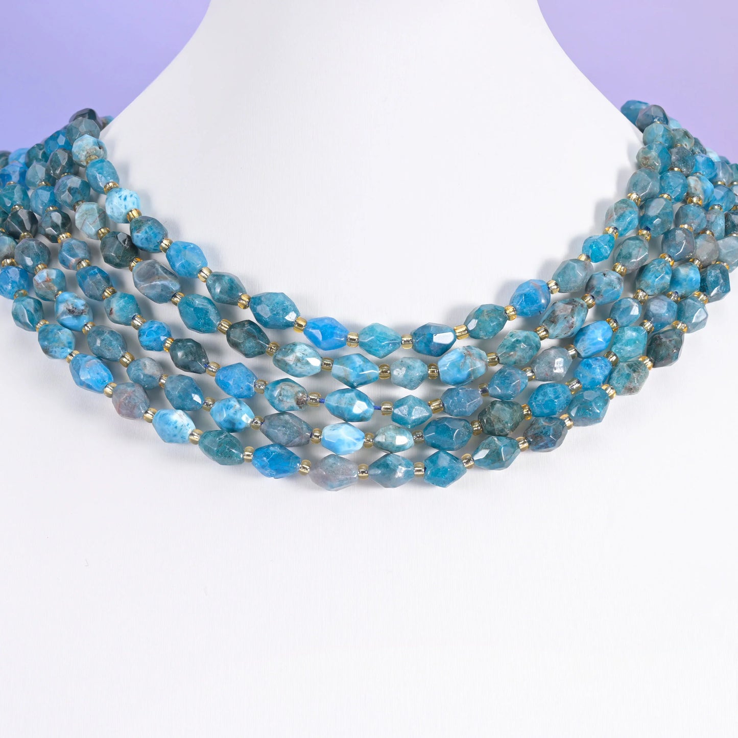 Blue Apatite Faceted Rice Barrel Beads Size 6x8mm Rice Jewelry Making 15.5 Inch Strand