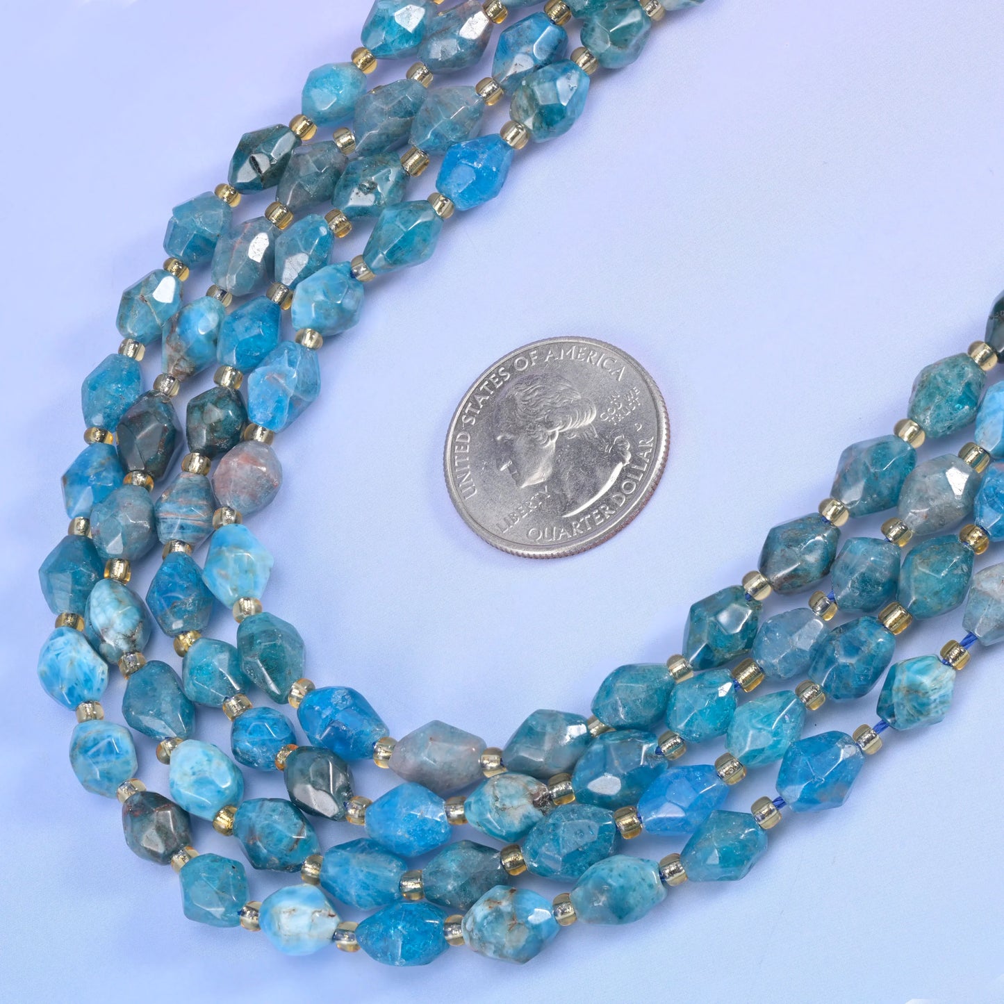 Blue Apatite Faceted Rice Barrel Beads Size 6x8mm Rice Jewelry Making 15.5 Inch Strand