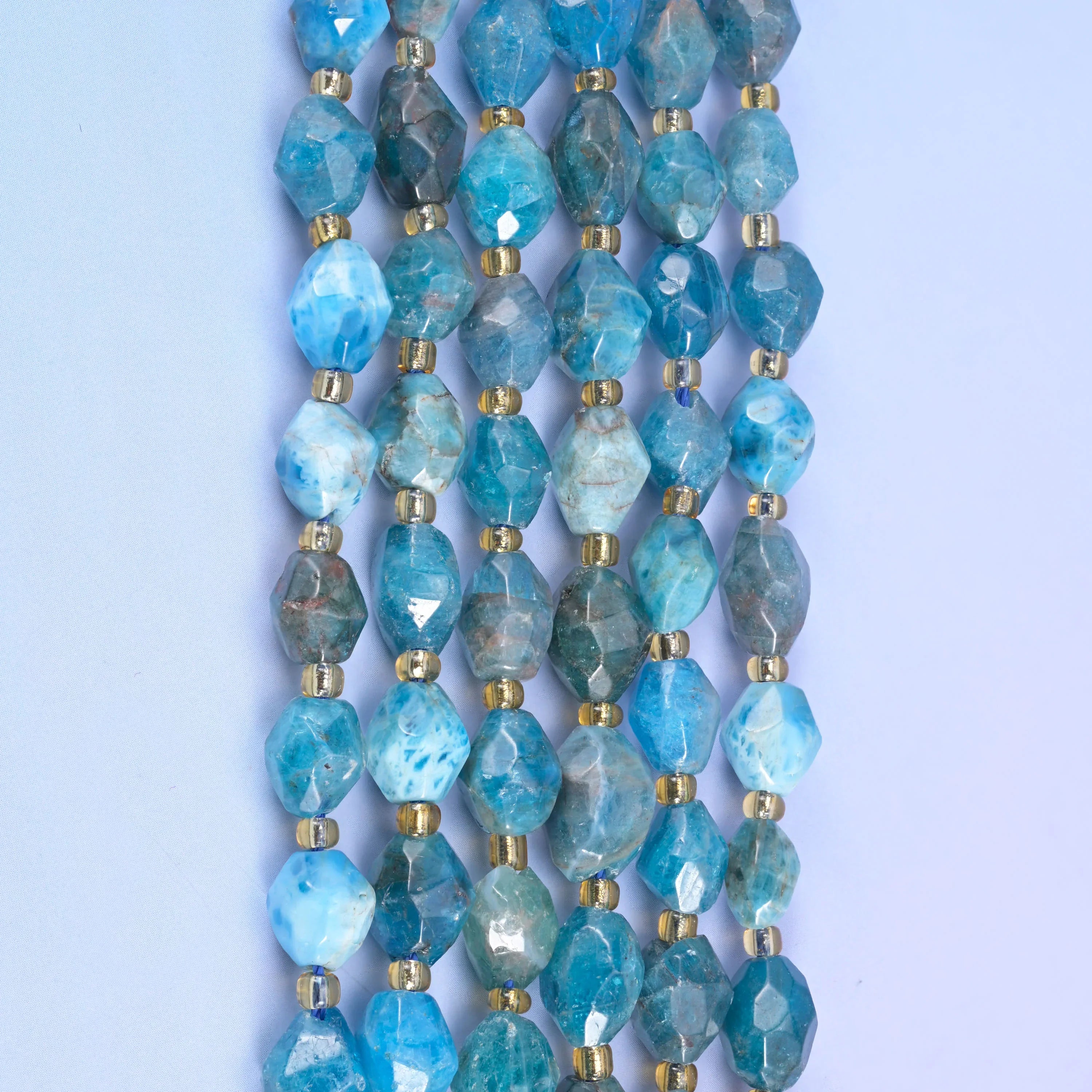 Blue Apatite Faceted Rice Barrel Beads Size 6x8mm Rice Jewelry Making 15.5 Inch Strand