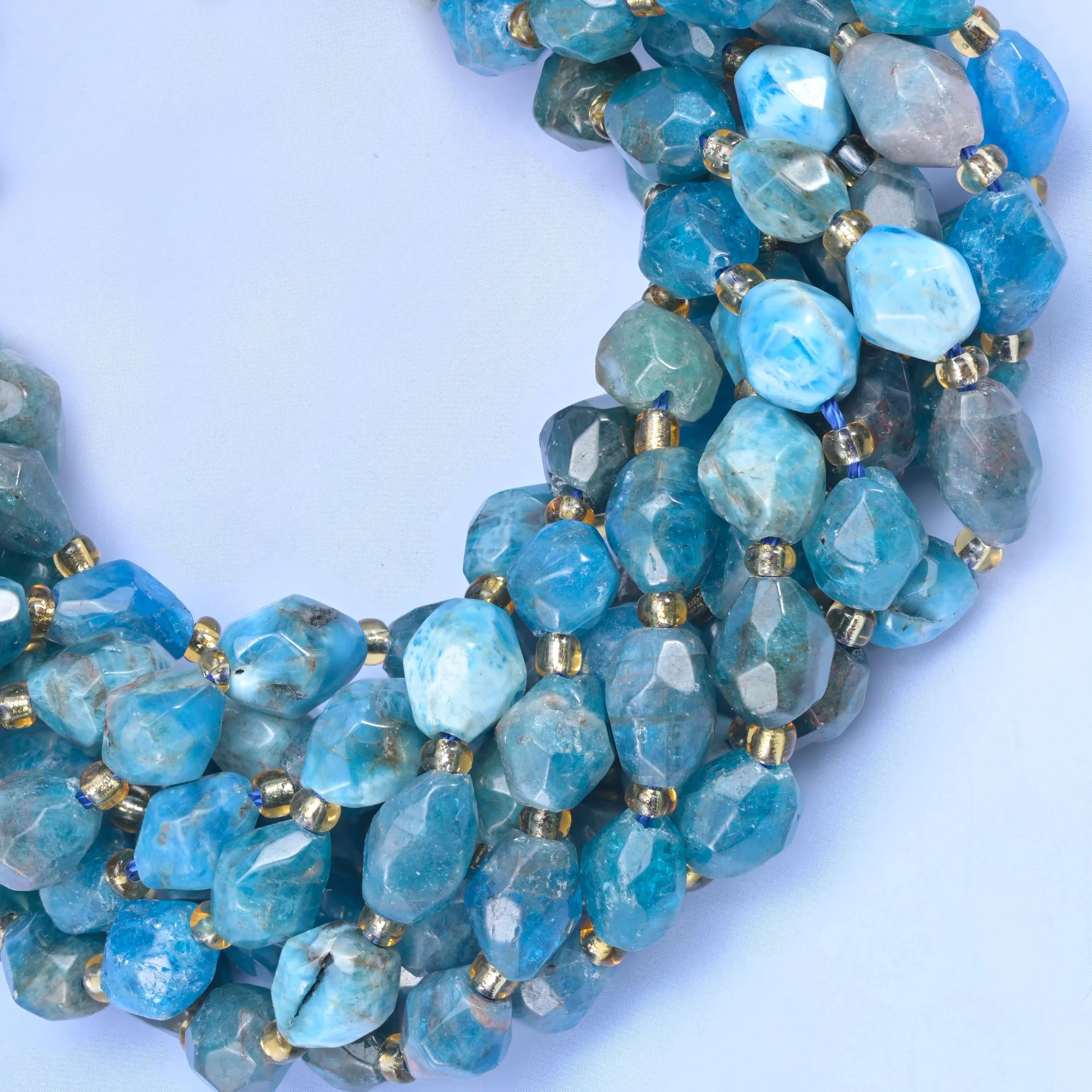 Blue Apatite Faceted Rice Barrel Beads Size 6x8mm Rice Jewelry Making 15.5 Inch Strand