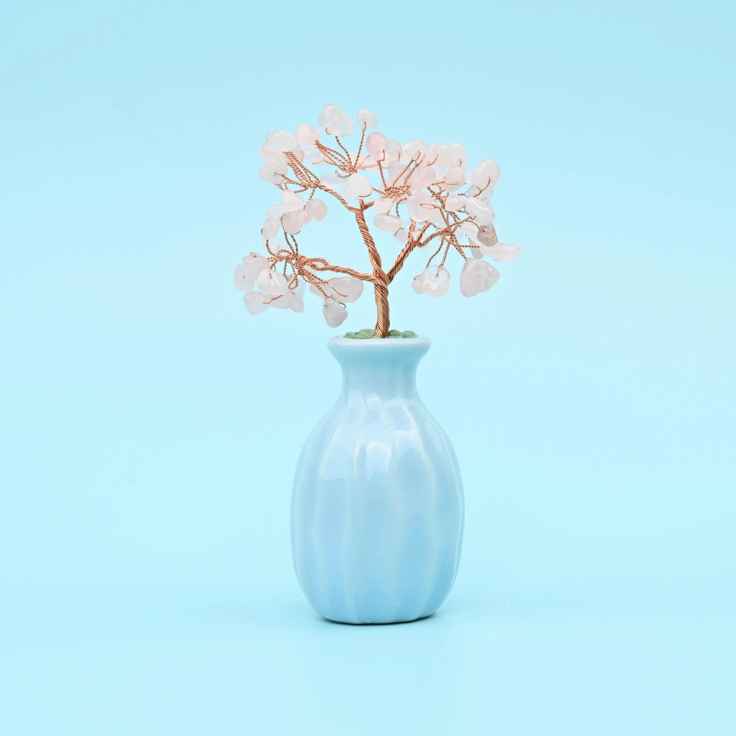 Blue Flower Pot Gemstone Tree, Copper Wire Sculpture Tree of Life, Blue Ceramic Pot Healing Crystal Tree for Home Decor, Gift for Everyone - Mycrazycrystal