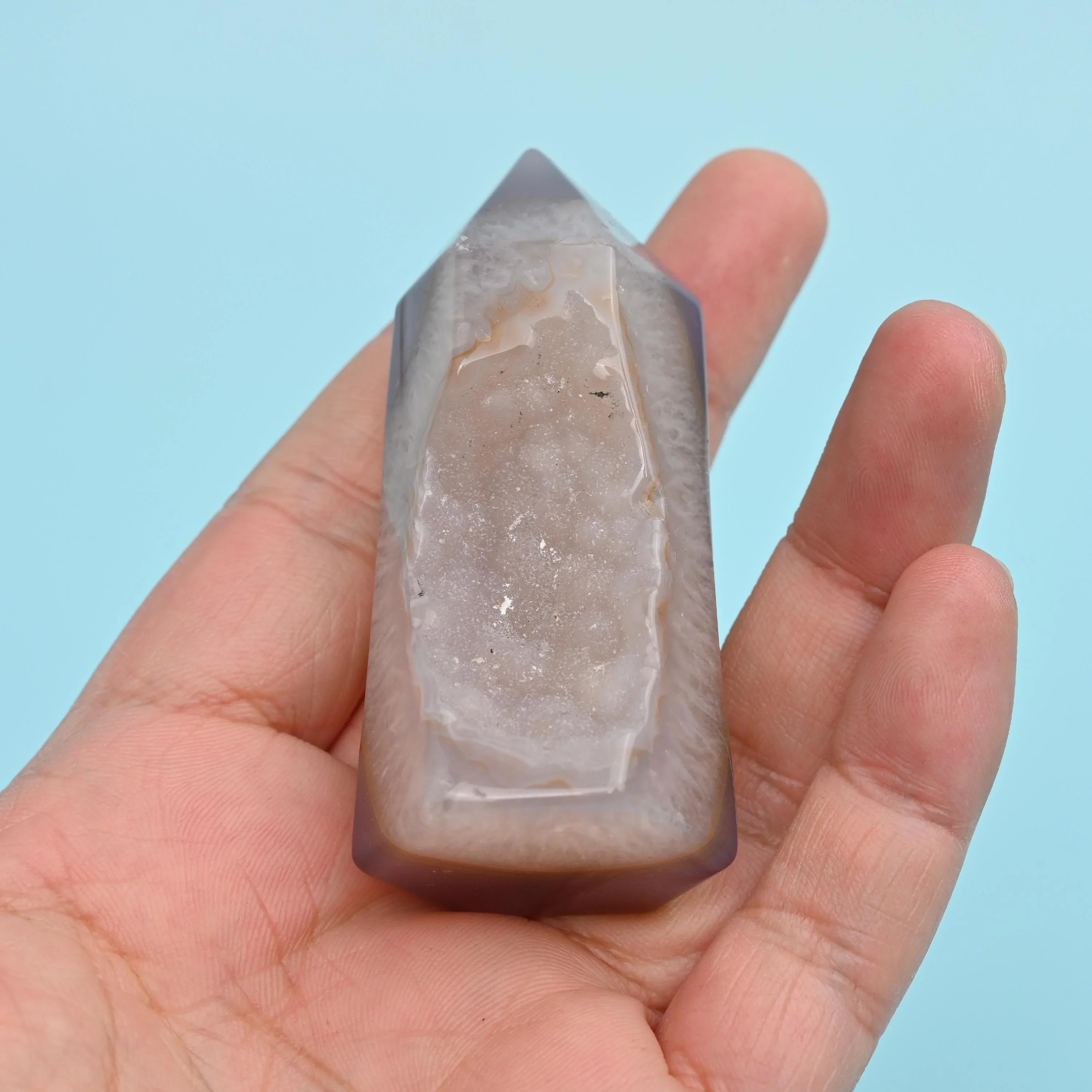3 x Natural Agate Druzy Towers, Polished Agate Towers, Crystal Towers, Geode Crystals, Home Decor, Gift for Her - Mycrazycrystal
