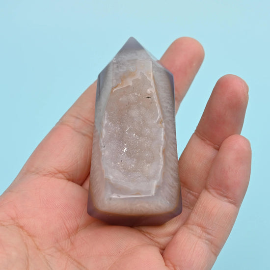 3 x Natural Agate Druzy Towers, Polished Agate Towers, Crystal Towers, Geode Crystals, Home Decor, Gift for Her - Mycrazycrystal
