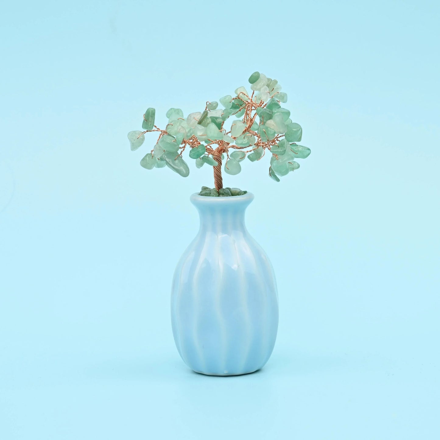 Blue Flower Pot Gemstone Tree, Copper Wire Sculpture Tree of Life, Blue Ceramic Pot Healing Crystal Tree for Home Decor, Gift for Everyone - Mycrazycrystal