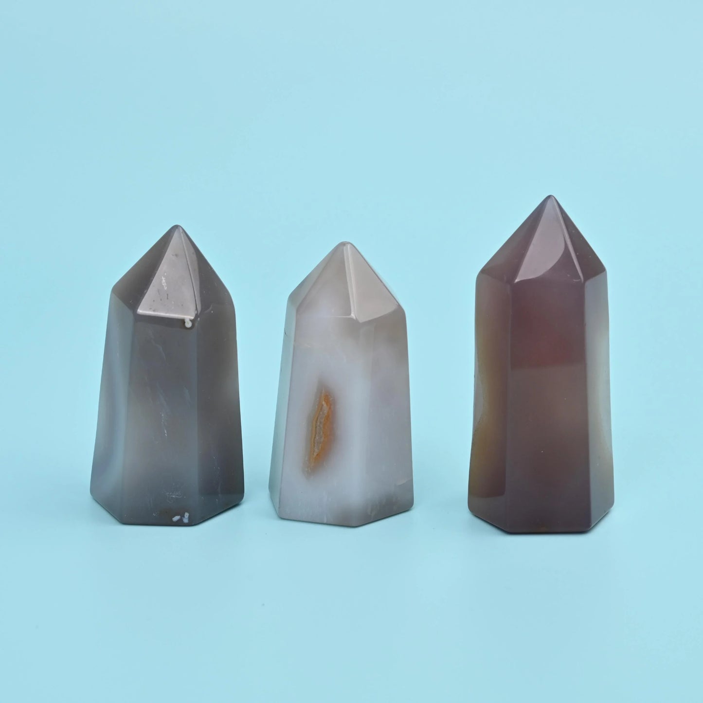 3 x Natural Agate Druzy Towers, Polished Agate Towers, Crystal Towers, Geode Crystals, Home Decor, Gift for Her - Mycrazycrystal