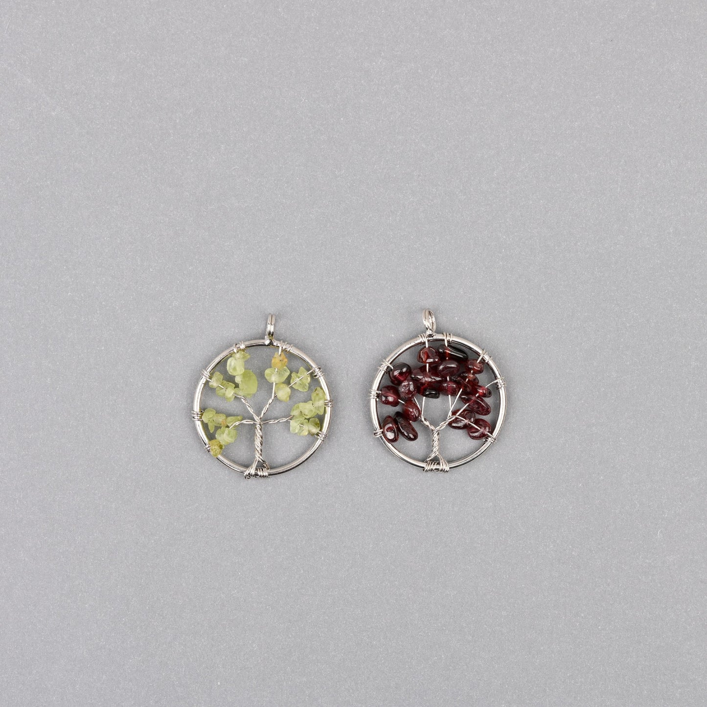 30mm Tree of Life Wire Wrapped Pendant Charm, Natural Gemstone Tree Pendant - Mycrazycrystal
