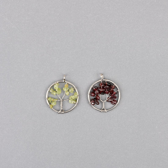 30mm Tree of Life Wire Wrapped Pendant Charm, Natural Gemstone Tree Pendant - Mycrazycrystal
