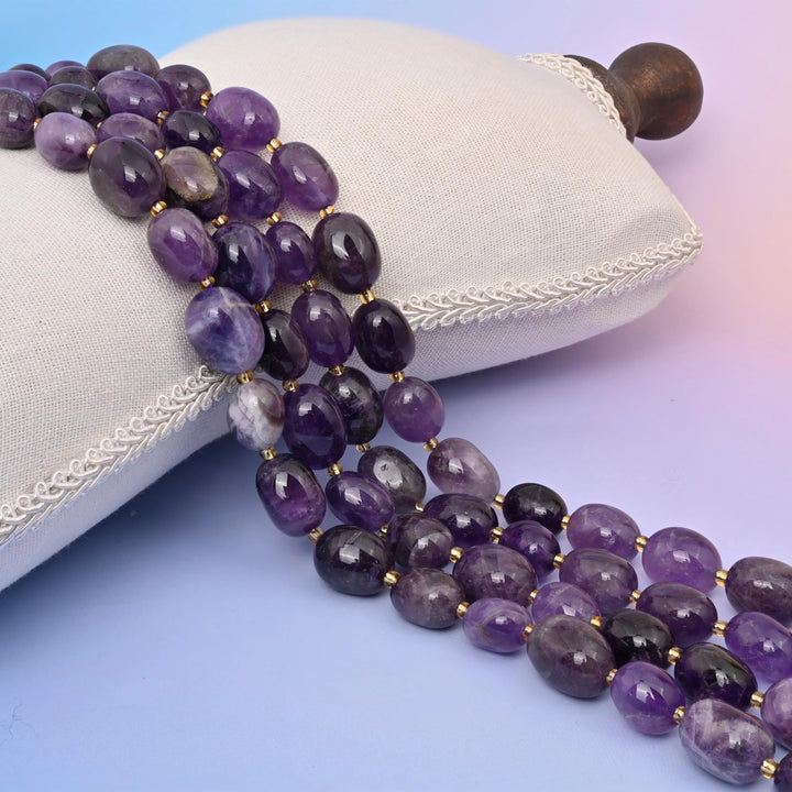 Natural Purple Amethyst Oval Gemstone Beads, 10-17mm Nugget Bead Size, DIY Jewelry Making Beads, 15.5 Inches Per Strand - Mycrazycrystal
