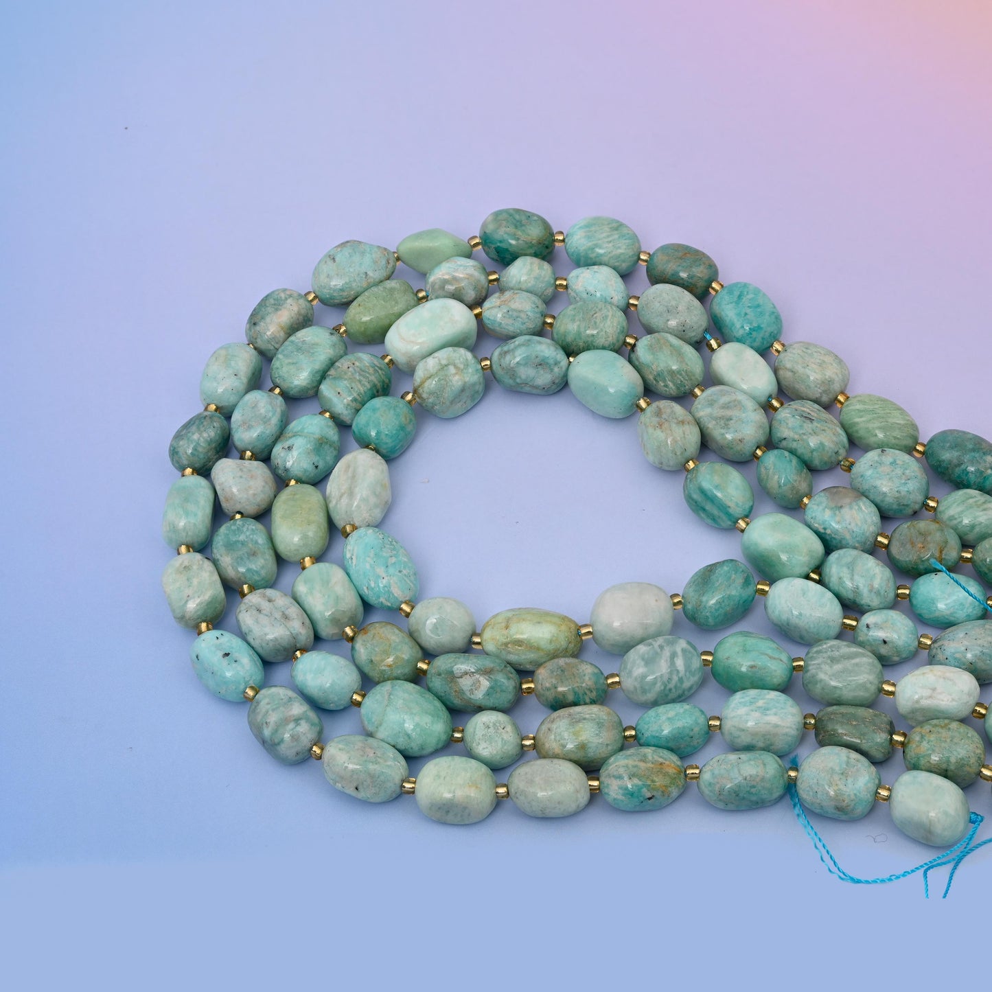 Natural Blue Amazonite Oval Gemstone Beads, Size 10-17mm Amazonite Nugget Beads, DIY Jewelry Making Beads, 15.5 Inches Per Strand