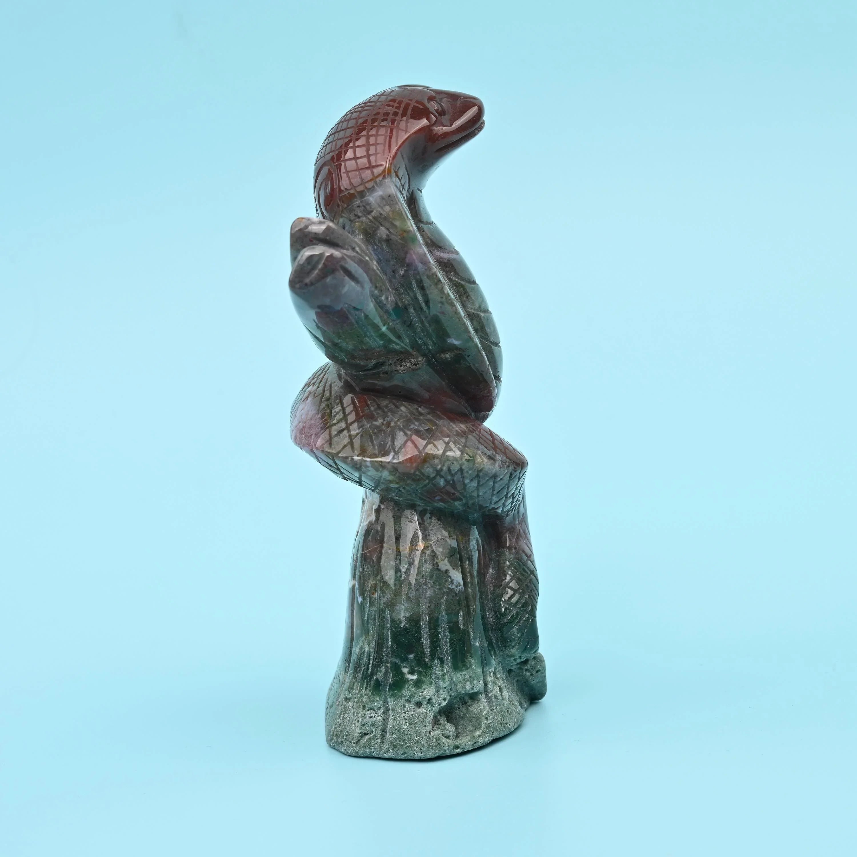 5.7" Natural Large Size Indian Agate Cobra Gemstone Snake Carving 1.6 lb - Mycrazycrystal