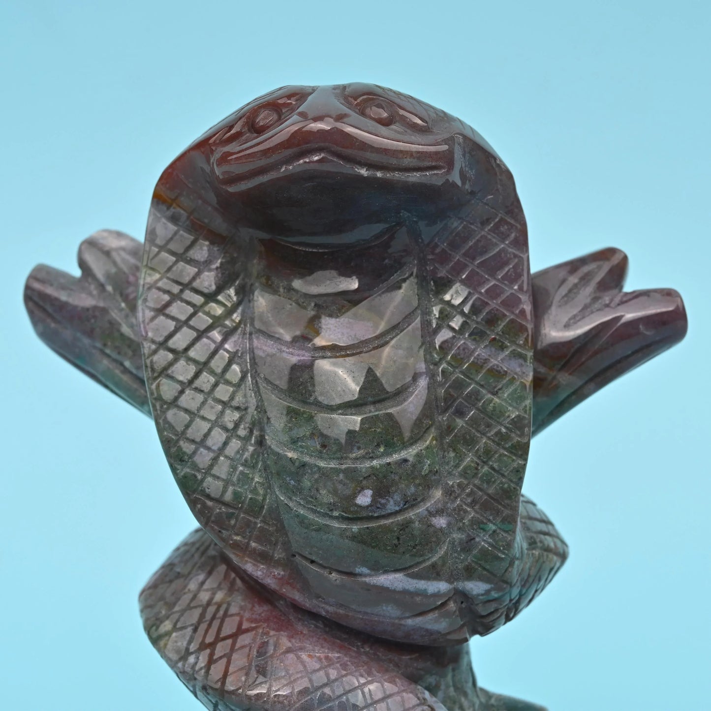 5.7" Natural Large Size Indian Agate Cobra Gemstone Snake Carving 1.6 lb - Mycrazycrystal