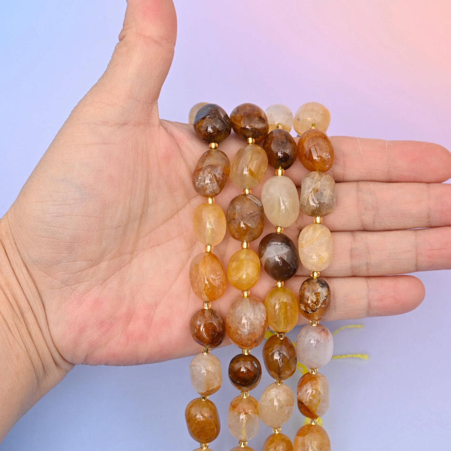 Natural Golden Healer Quartz Oval Gemstone Beads, Size 10-17mm Golden Healer Nugget Beads, DIY Jewelry Making Beads, 15.5 Inches Per Strand - Mycrazycrystal