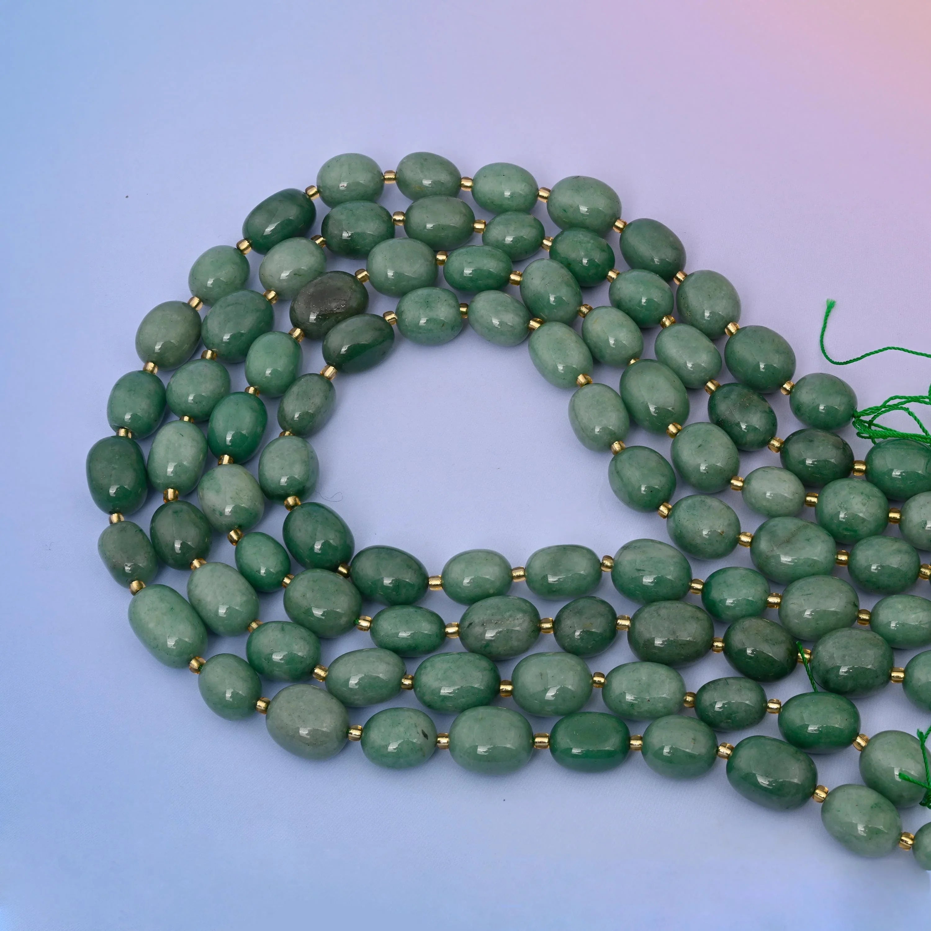 Natural Green Aventurine Oval Gemstone Beads, 10-17mm Nugget Bead Size, DIY Jewelry Making Beads, 15.5 Inches Per Strand