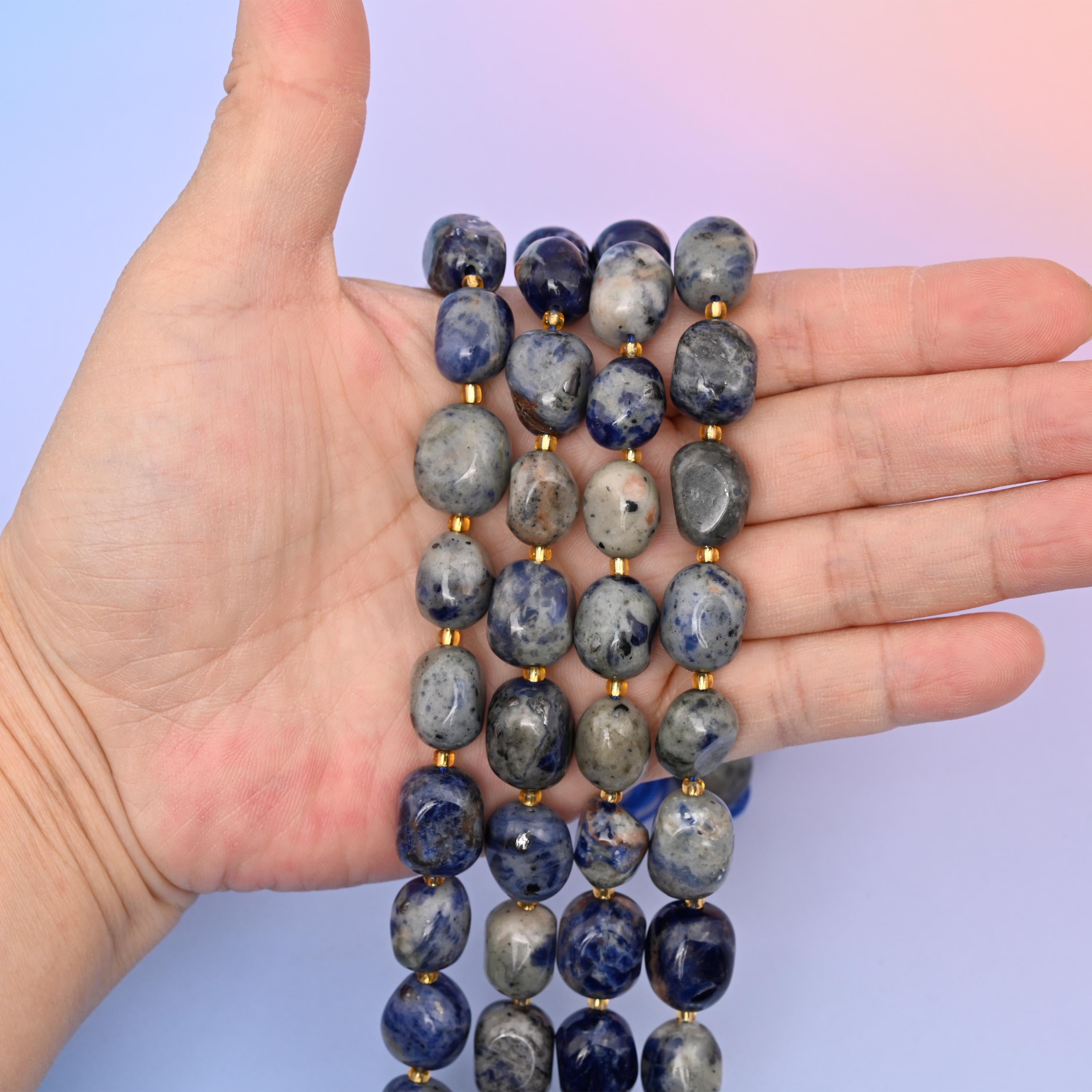 Natural Blue Sodalite Oval Gemstone Beads, Size 10-17mm, Blue Sodalite Nugget Beads, DIY Jewelry Making Beads, 15.5 Inches Per Strand