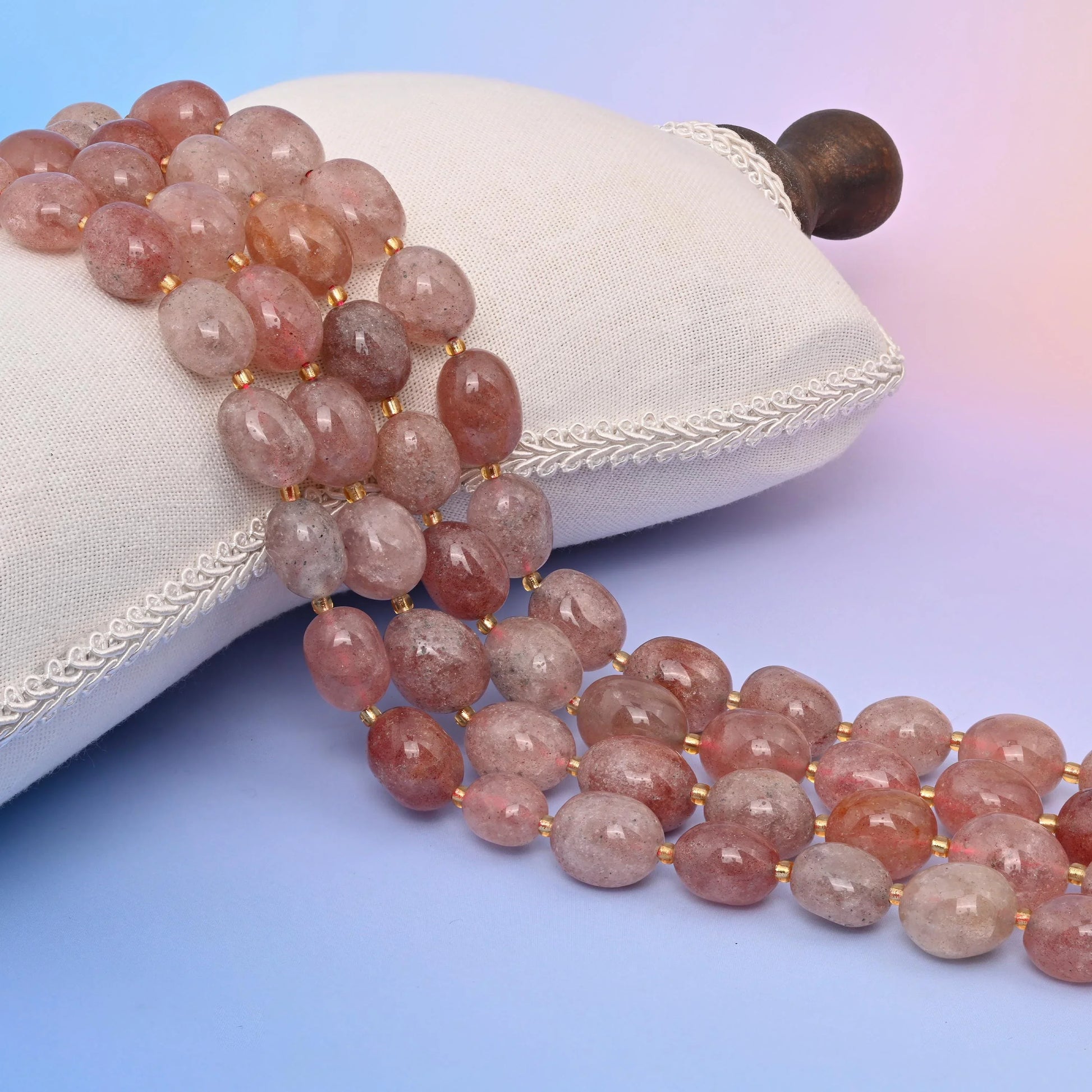 Natural Strawberry Quartz Oval Gemstone Beads, Size 10-17mm Strawberry Quartz Nugget Beads, DIY Jewelry Making Beads, 15.5 Inches Per Strand - Mycrazycrystal