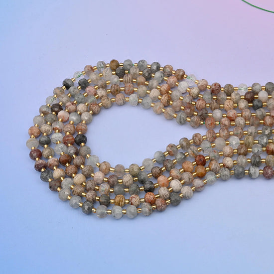 Natural Layer Phantom Quartz Faceted Rondelle Gemstone Beads, 6x8 mm Faceted Rondelle Bead, DIY Jewelry Making Beads, 15.5 Inches Per Strand - Mycrazycrystal