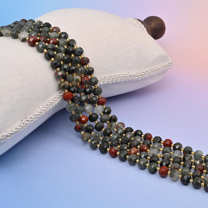 Natural African Bloodstone Faceted Rondelle Gemstone Beads