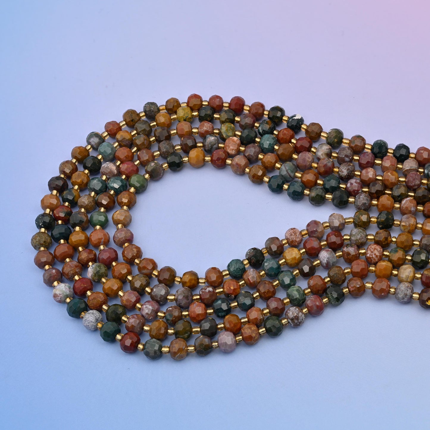 Natural Ocean Agate Faceted Rondelle Gemstone Beads, 6x8 mm Faceted Rondelle Bead, DIY Jewelry Making Beads, 15.5 Inches Per Strand
