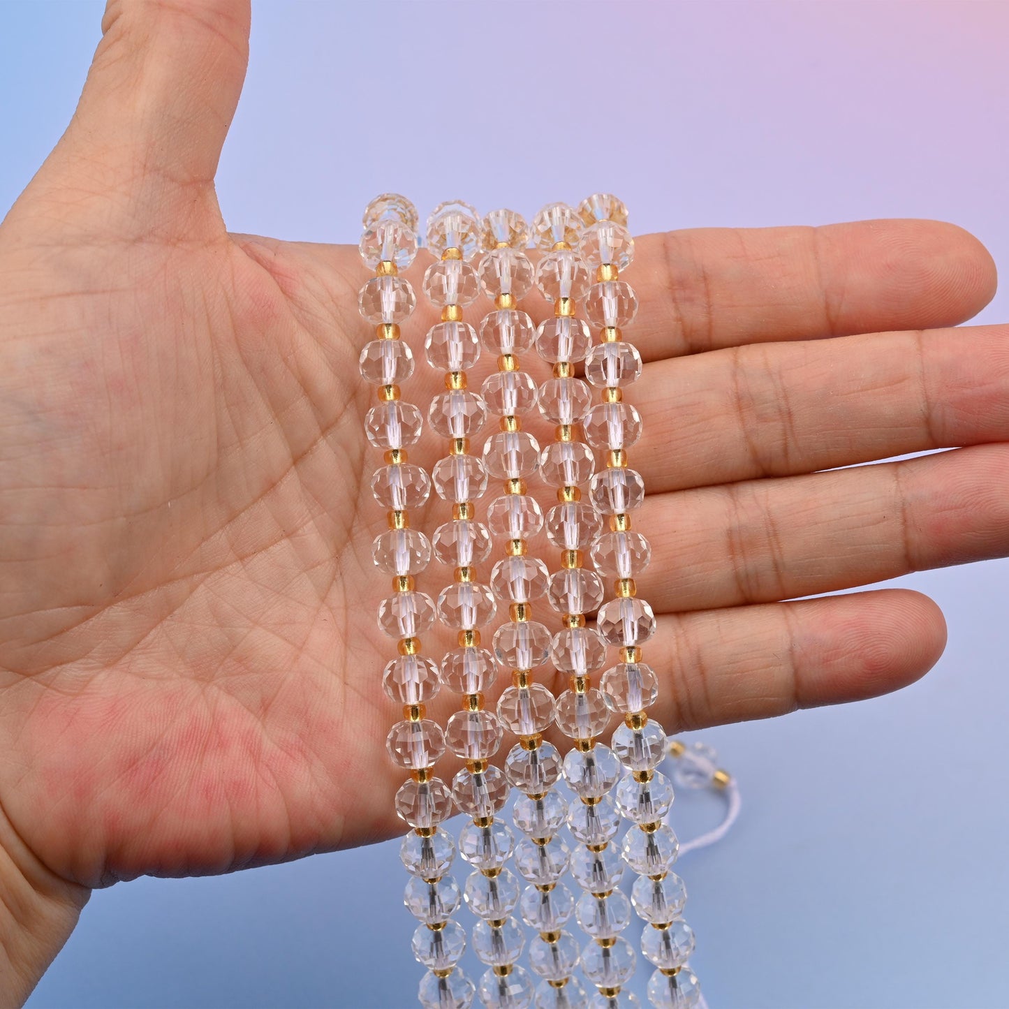 Natural Clear Quartz Faceted Rondelle Gemstone Beads, 6x8 mm Faceted Rondelle Bead Size, DIY Jewelry Making Beads, 15.5 Inches Per Strand