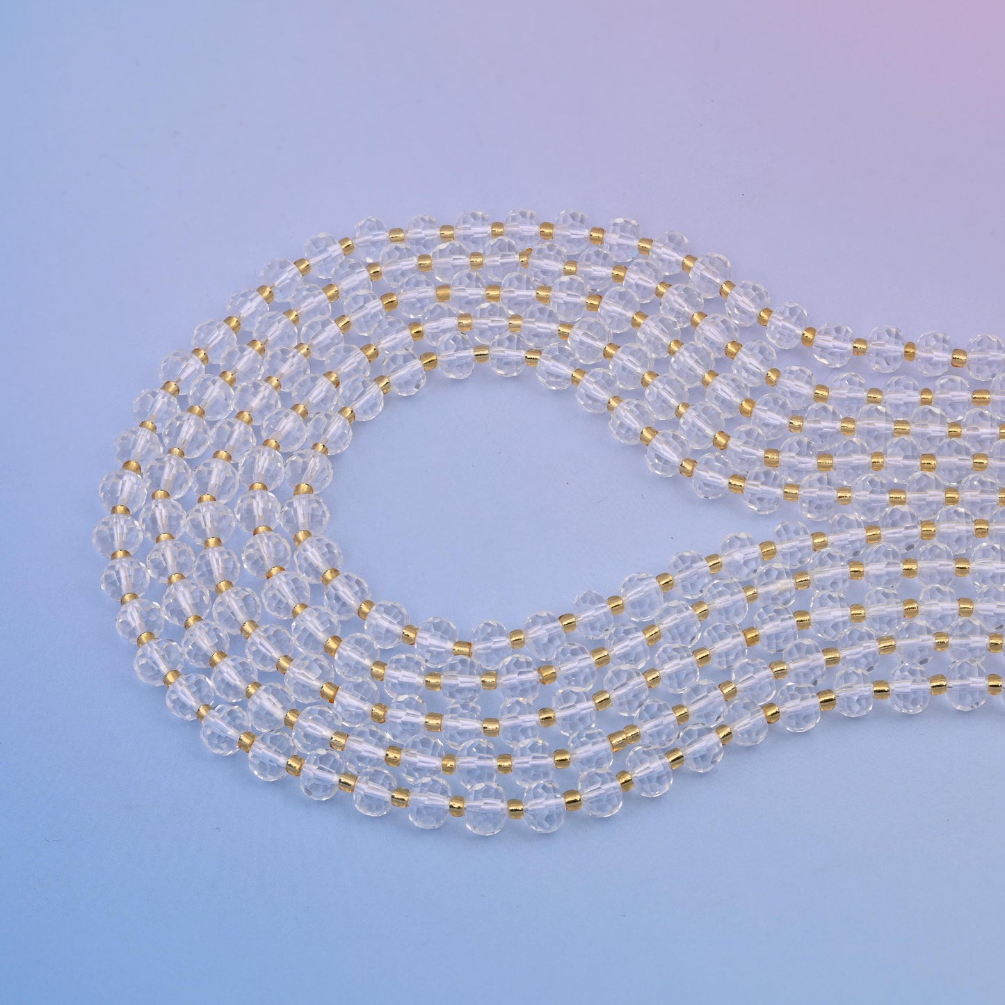 Natural Clear Quartz Faceted Rondelle Gemstone Beads, 6x8 mm Faceted Rondelle Bead Size, DIY Jewelry Making Beads, 15.5 Inches Per Strand