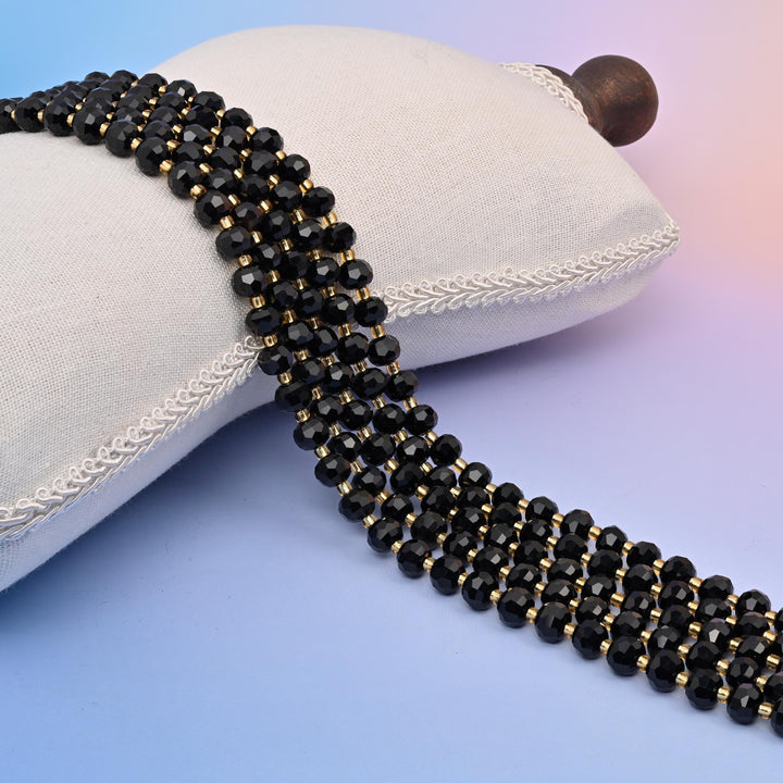 Natural Black Agate Faceted Rondelle Gemstone Beads