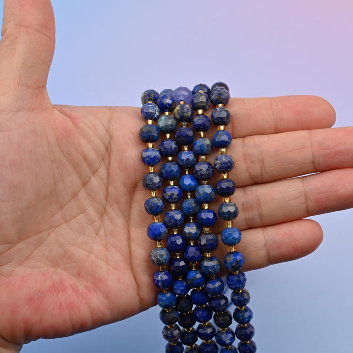 Natural Blue Lapis Faceted Rondelle Gemstone Beads, 6x8 mm Faceted Rondelle Bead, DIY Jewelry Making Beads, 15.5 Inches Per Strand