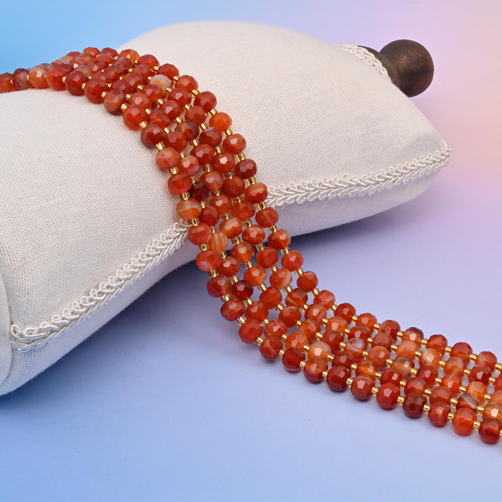 Natural Carnelian Faceted Rondelle Gemstone Beads, 6x8 mm Faceted Rondelle Bead, DIY Jewelry Making Beads, 15.5 Inches Per Strand