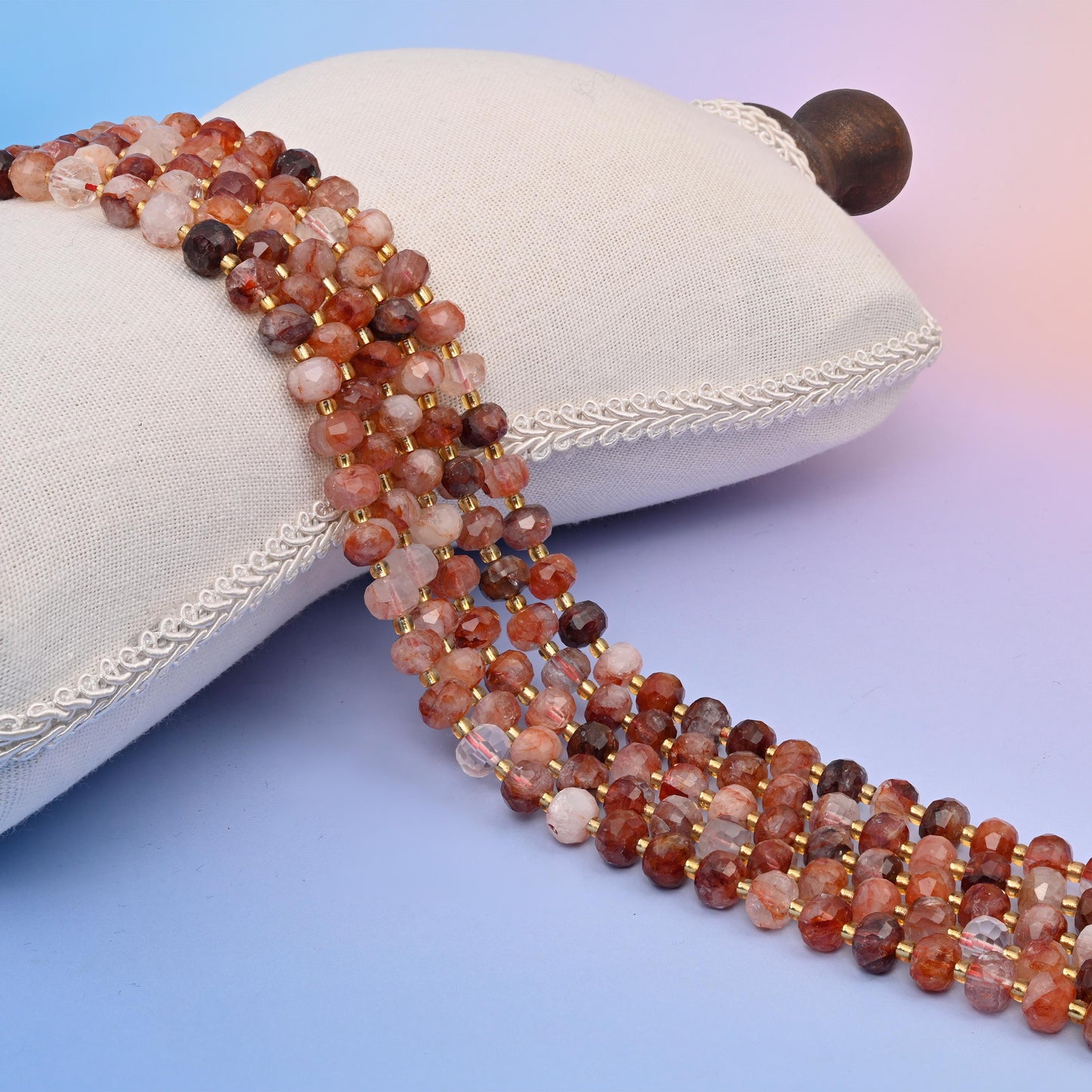 Natural Red Hematoid Quartz Faceted Rondelle Gemstone Beads, 6x8 mm Faceted Rondelle Bead, DIY Jewelry Making Beads, 15.5 Inches Per Strand