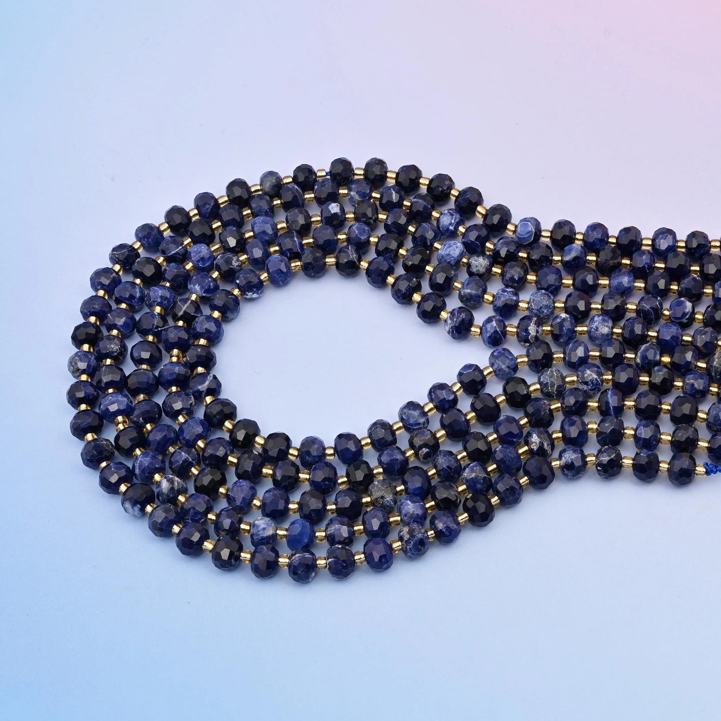 Natural Blue Sodalite Faceted Rondelle Gemstone Beads, 6x8 mm Faceted Rondelle Bead, DIY Jewelry Making Beads, 15.5 Inches Per Strand - Mycrazycrystal