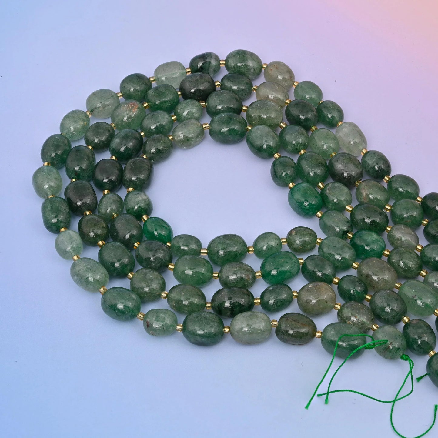 Natural Green Strawberry Quartz Oval Gemstone Beads, Size 10-17mm Green Strawberry Nugget, DIY Jewelry Making Beads, 15.5 Inches Per Strand - Mycrazycrystal