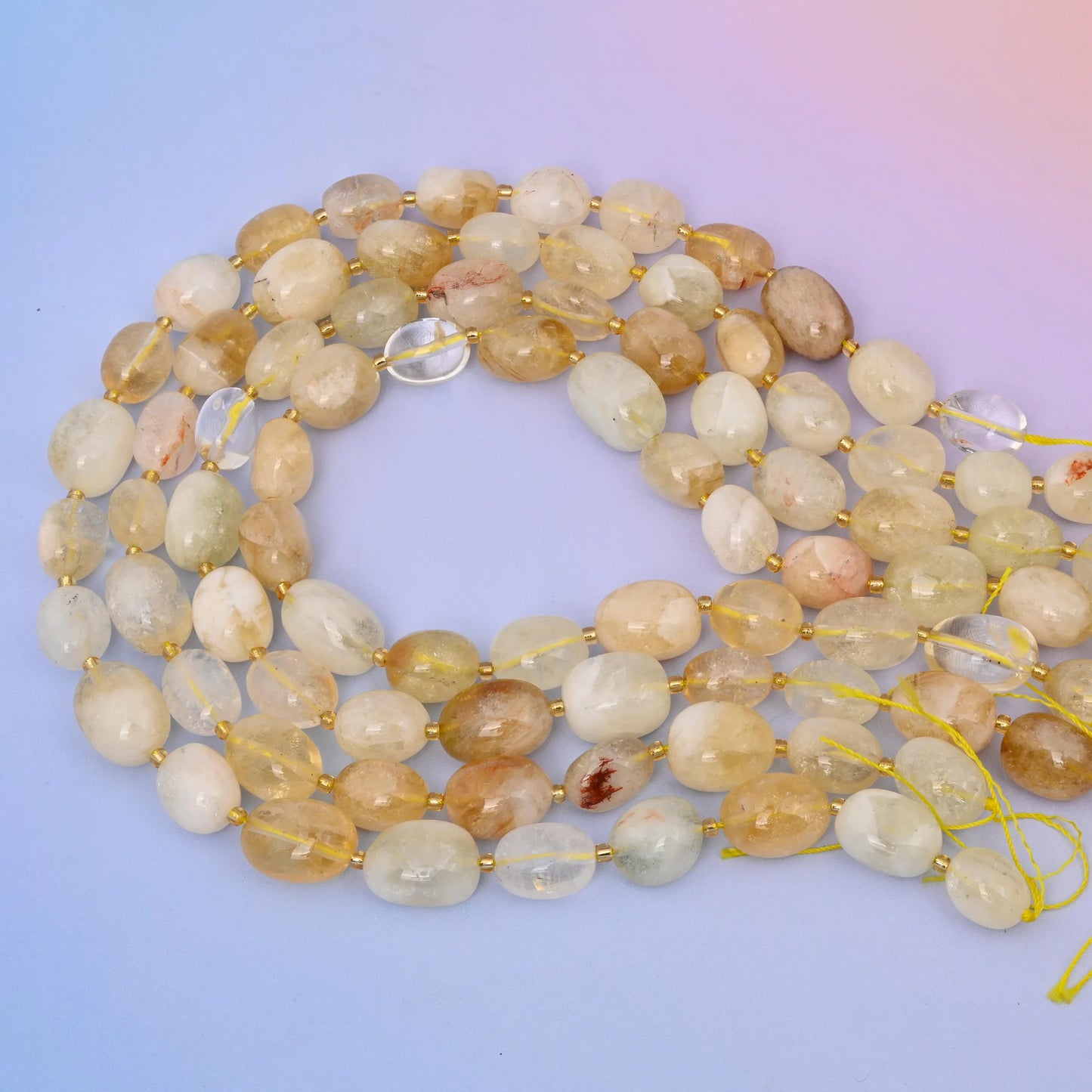 Natural Yellow Citrine Oval Gemstone Beads, Size 10-17mm Yellow Citrine Nugget Beads, DIY Jewelry Making Beads, 15.5 Inches Per Strand - Mycrazycrystal