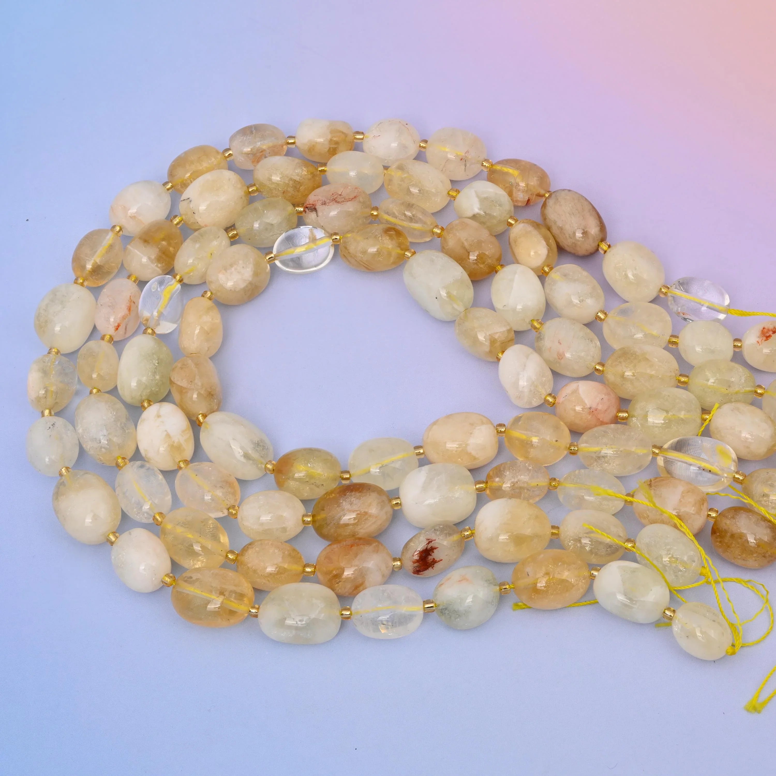 Natural Yellow Citrine Oval Gemstone Beads, Size 10-17mm Yellow Citrine Nugget Beads, DIY Jewelry Making Beads, 15.5 Inches Per Strand - Mycrazycrystal