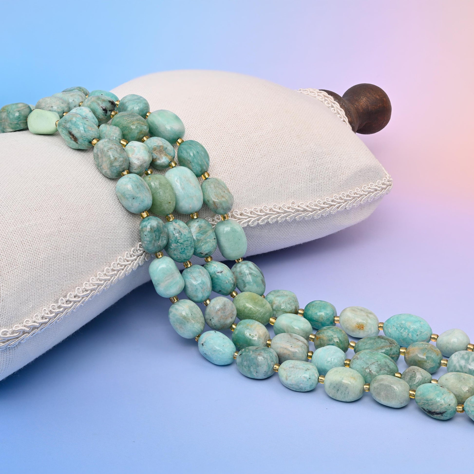 Natural Blue Amazonite Oval Gemstone Beads, Size 10-17mm Amazonite Nugget Beads, DIY Jewelry Making Beads, 15.5 Inches Per Strand
