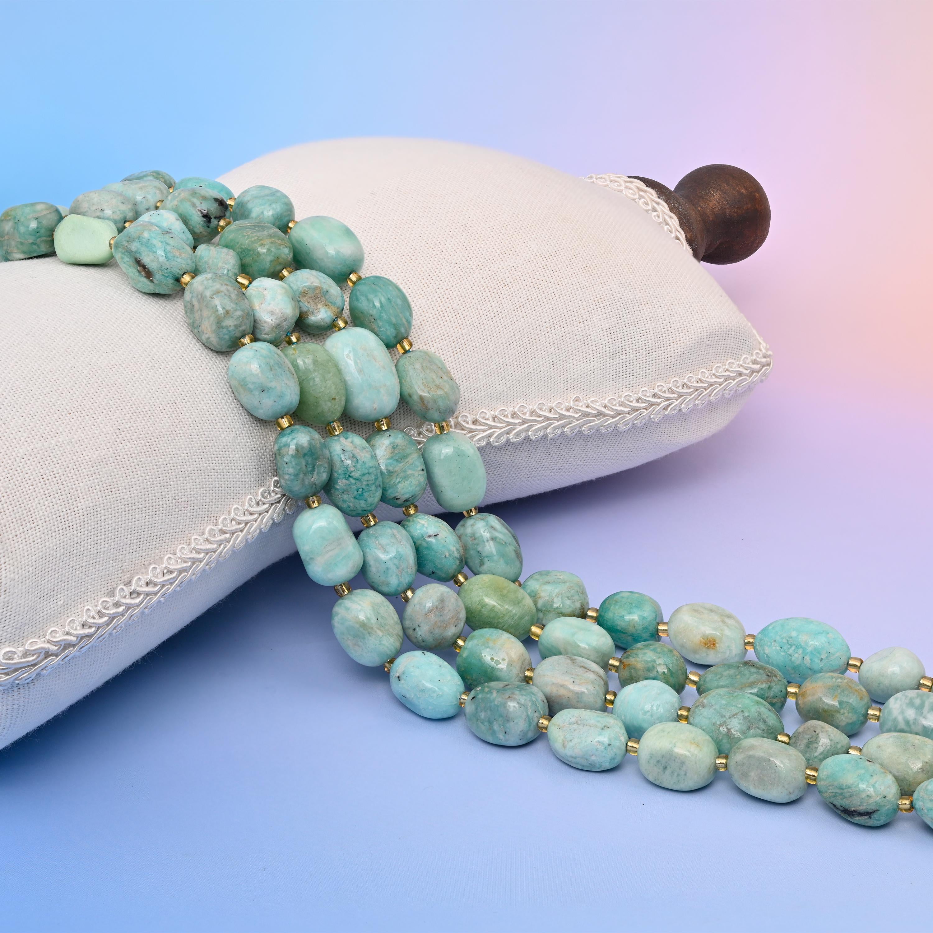 Natural Blue Amazonite Oval Gemstone Beads, Size 10-17mm Amazonite Nugget Beads, DIY Jewelry Making Beads, 15.5 Inches Per Strand