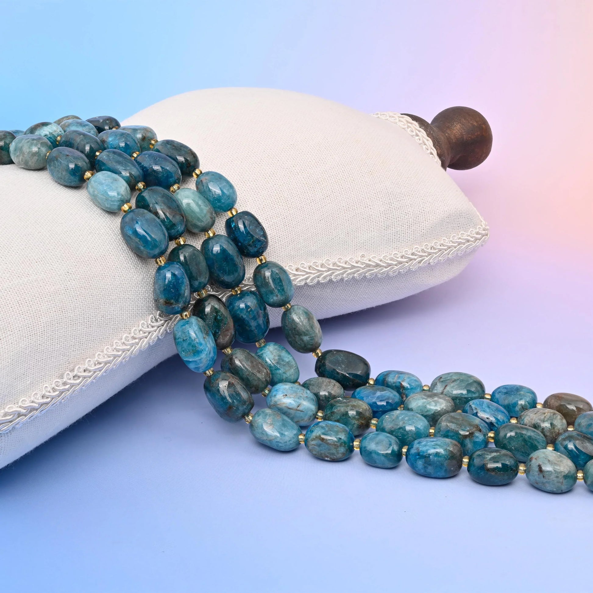 Natural Blue Apatite Oval Gemstone Beads, Between Size 10-17mm Blue Apatite Nugget Beads, DIY Jewelry Making Beads, 15.5 Inches Per Strand - Mycrazycrystal