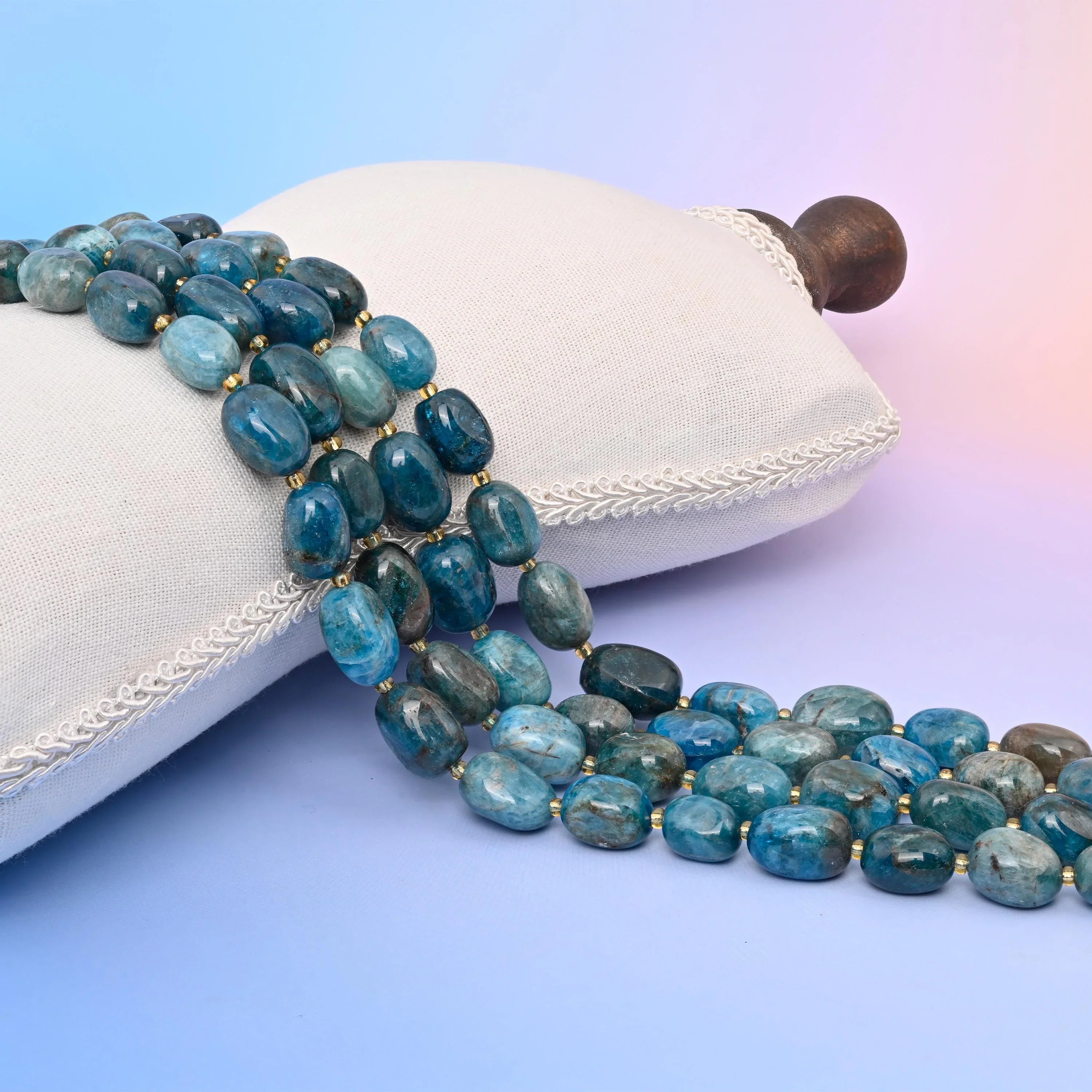 Natural Blue Apatite Oval Gemstone Beads, Between Size 10-17mm Blue Apatite Nugget Beads, DIY Jewelry Making Beads, 15.5 Inches Per Strand - Mycrazycrystal