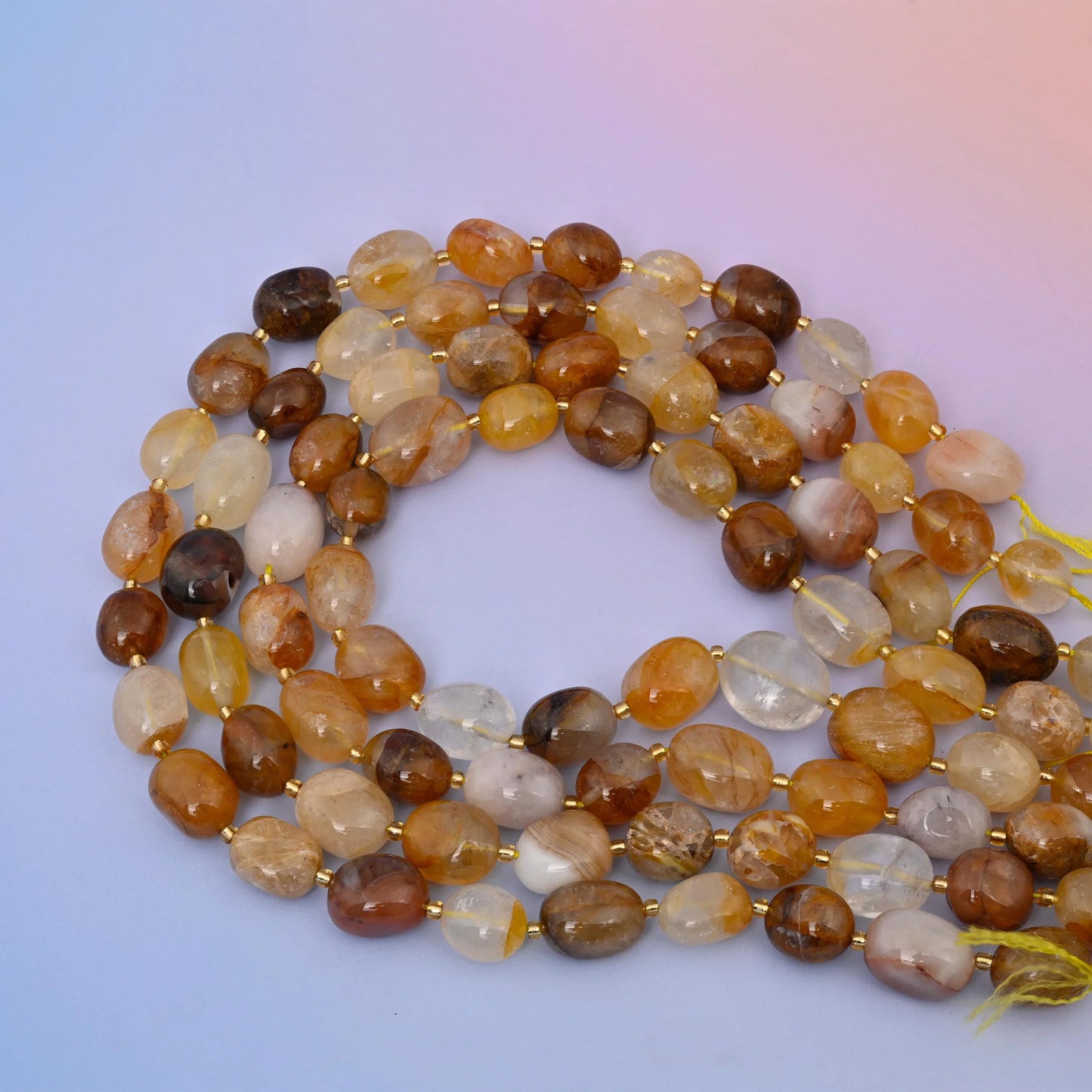 Natural Golden Healer Quartz Oval Gemstone Beads, Size 10-17mm Golden Healer Nugget Beads, DIY Jewelry Making Beads, 15.5 Inches Per Strand - Mycrazycrystal