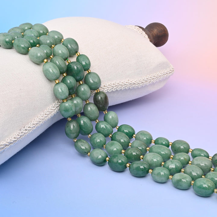 Natural Green Aventurine Oval Gemstone Beads, 10-17mm Nugget Bead Size, DIY Jewelry Making Beads, 15.5 Inches Per Strand