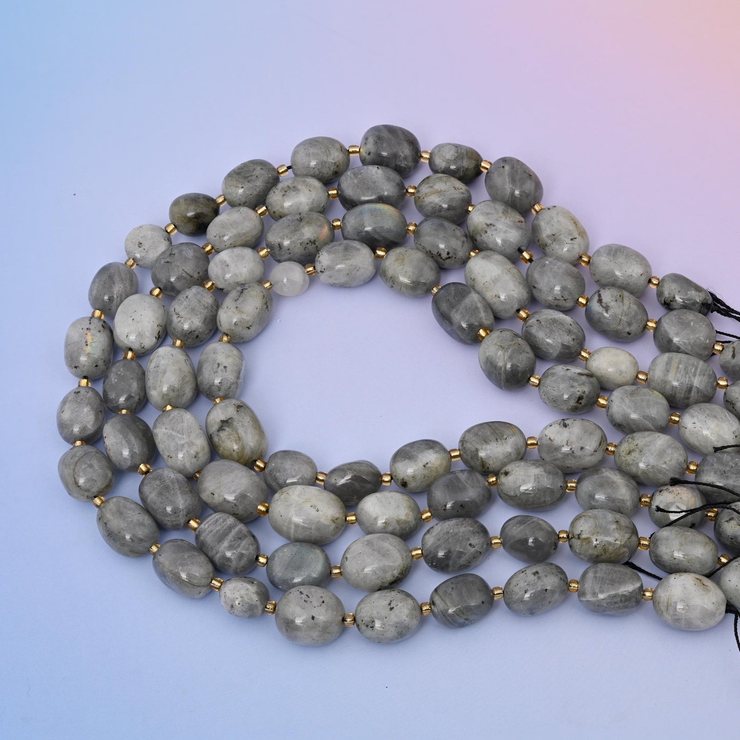 Natural White Labradorite Oval Gemstone Beads, Size 10-17mm White Labradorite Nugget Beads, DIY Jewelry Making Beads, 15.5 Inches Per Strand